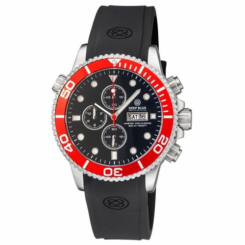 Deep Blue MASTER1KCHRONOREDBEZEL Master 1000 Quartz Chronograph Diver Unisex Chronograph Quartz Watch