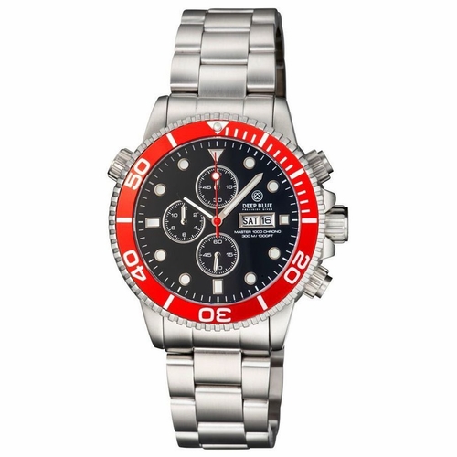 Deep Blue MASTER1KCHRONOREDBEZELBRACE Master 1000 Quartz Chronograph Diver Unisex Chronograph Quartz Watch Deep Blue MASTER1KCHRONOREDBEZELBRACE Master 1000 Quartz Chronograph Diver Unisex Chronograph Quartz Watch