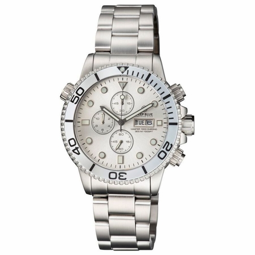 Deep Blue MASTER1KCHRONOSILSILBRACEL Master 1000 Quartz Chronograph Diver Unisex Chronograph Quartz Watch