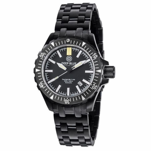 Deep Blue MILT100PVDBLACKBLUETUBESBRAC Daynight Tritium Unisex Automatic Watch