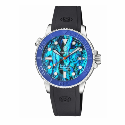 Deep Blue MSTR1KBLUECERMBEZBLUEABALONE Master 1000 Mens Automatic Watch