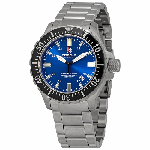 Deep Blue TRITDIVERBLACKDARKBLUE Daynight TritDiver T-100 Mens Automatic Watch