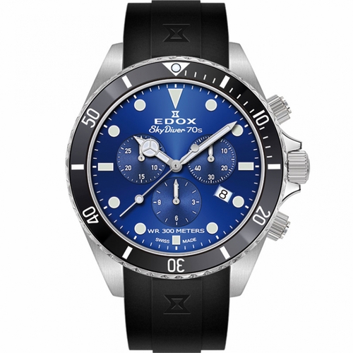 Edox 10238 3NCA BUI Skydiver 70s Mens Chronograph Quartz Watch
