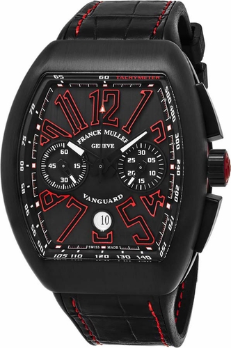 Franck Muller 45CCBLKBLKRED Vanguard Mens Chronograph Automatic Watch