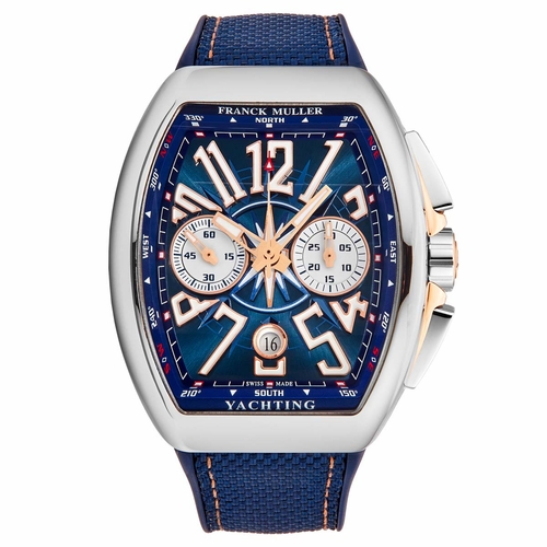 Franck Muller 45CCYACHTBLU5N VanguardYACT Mens Chronograph Automatic Watch