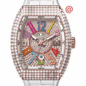 Franck Muller V45SCDTCOLDRMDCD5NBC(DIAMCOL5N) Vanguard Crazy Hours Mens Automatic Watch
