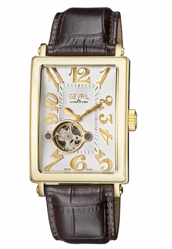 Gevril 5174 Avenue of Americas Open Heart Mens Automatic Watch