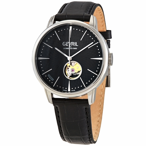 Gevril 9600 Mulberry Open Heart Mens Automatic Watch