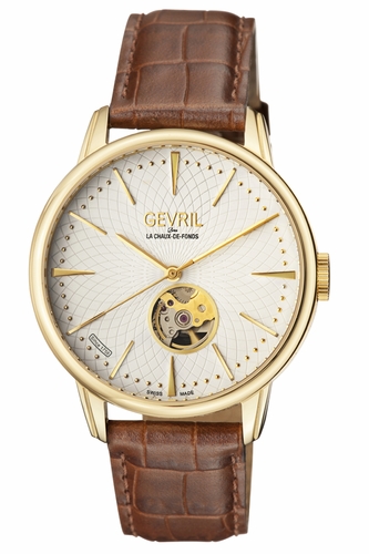 Gevril 9603 Mulberry Open Heart Mens Automatic Watch