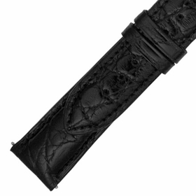 Hadley Roma 16 MM Shiny Black Alligator Leather Strap