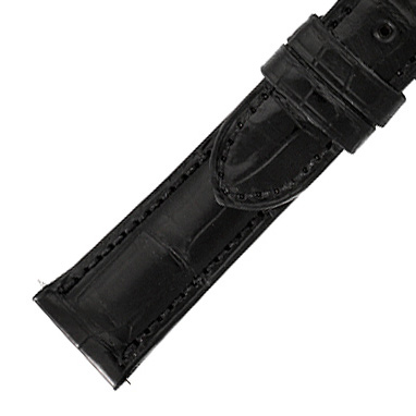 Hadley Roma 16 MM Shiny Black Nile Crocodile Leather Strap