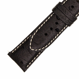 Hadley Roma 18 MM Matte Black Ostrich Leather Strap Hadley Roma 18 MM Matte Black Ostrich Leather Strap