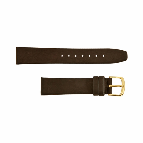 Hadley Roma 18mm Genuine Calfskin Flat Black Leather Strap