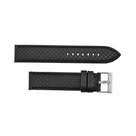 Hadley Roma 18mm High Performance Carbon Fiber Style Black Leather Strap Hadley Roma 18mm High Performance Carbon Fiber Style Black Leather Strap