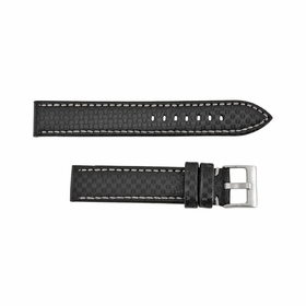 Hadley Roma 18mm High Performance Carbon Fiber Style Black-White Leather Strap Hadley Roma 18mm High Performance Carbon Fiber Style Black-White Leather Strap