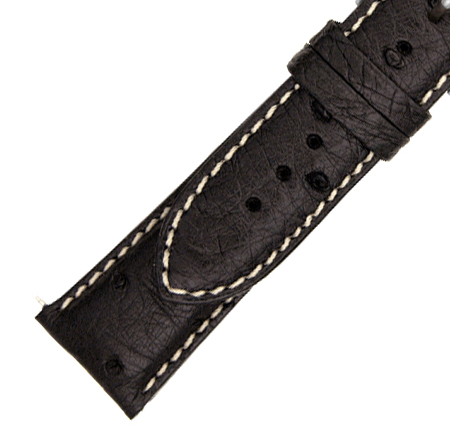 Hadley Roma 20 MM Matte Black Ostrich Leather Strap Hadley Roma 20 MM Matte Black Ostrich Leather Strap