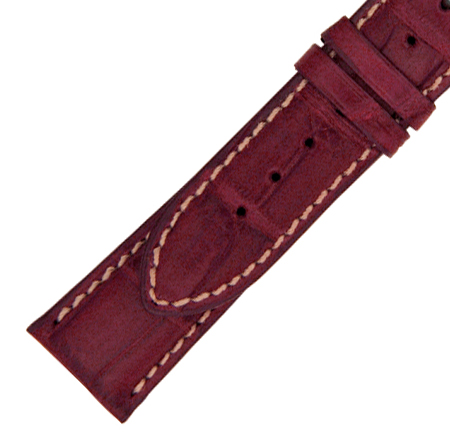 Hadley Roma 20 MM Matte Wine Alligator Leather Strap