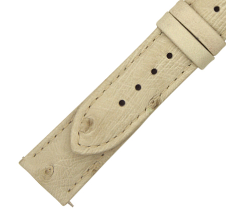 Hadley Roma 20 MM Matte Winter White Ostrich Leather Strap