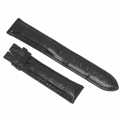 Hadley Roma 20 MM Shiny Black Alligator Leather Strap