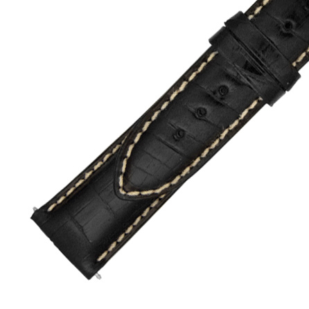 Hadley Roma 20 MM Shiny Black Crocodile Leather Strap Hadley Roma 20 MM Shiny Black Crocodile Leather Strap