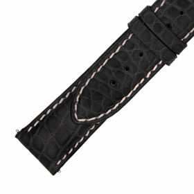 Hadley Roma 21 MM Matte Black Alligator Leather Strap Hadley Roma 21 MM Matte Black Alligator Leather Strap