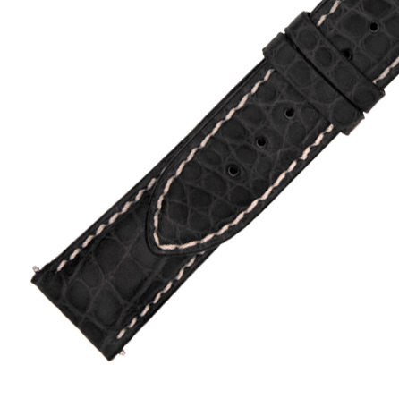 Hadley Roma 21 MM Matte Black Alligator Leather Strap Hadley Roma 21 MM Matte Black Alligator Leather Strap