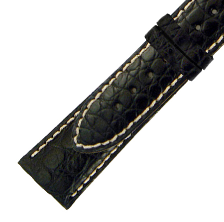 Hadley Roma 21 MM Matte Black Crocodile Leather Strap