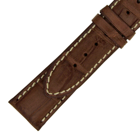 Hadley Roma 21 MM Matte Dark Brown Alligator Leather Strap