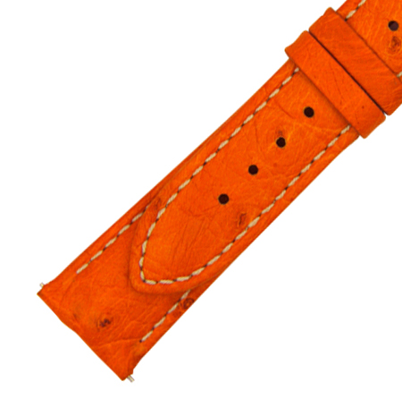 Hadley Roma 21 MM Matte Tangerine Ostrich Leather Strap