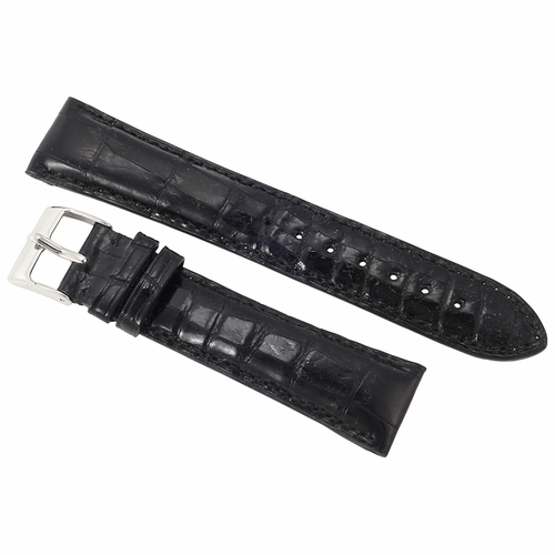 Hadley Roma 21 MM Shiny Black Alligator Leather Strap