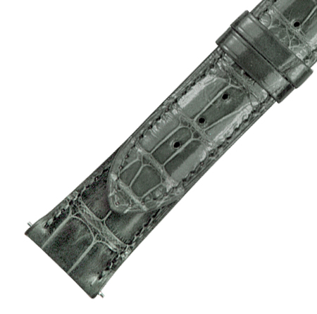 Hadley Roma 21 MM Shiny Dark Grey Alligator Leather Strap