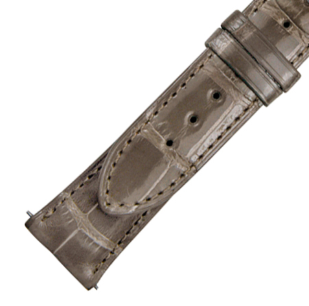Hadley Roma 21 MM Shiny Grey Alligator Leather Strap