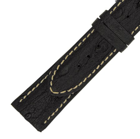 Hadley Roma 22 MM Matte Black Ostrich Leather Strap