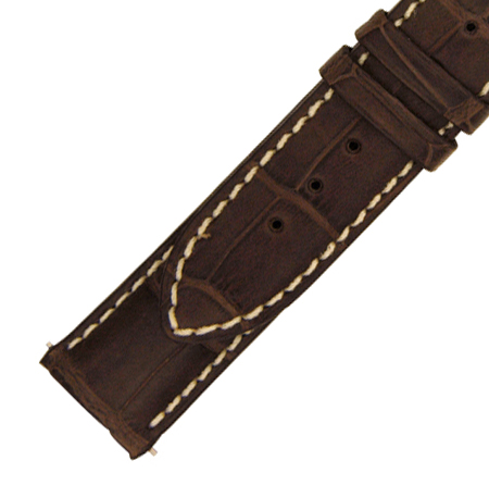 Hadley Roma 24 MM Matte Dark Brown Alligator Leather Strap
