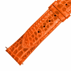 Hadley Roma Shiny Orange Alligator Leather Strap Hadley Roma Shiny Orange Alligator Leather Strap