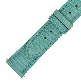 Hadley Roma Shiny Sky Blue Lizard Leather Strap Hadley Roma Shiny Sky Blue Lizard Leather Strap