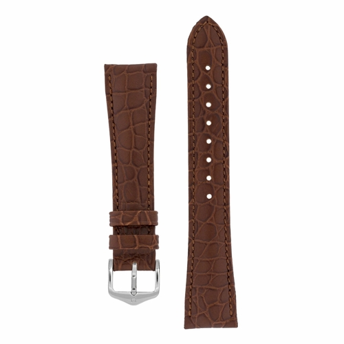 Hirsch Aristocrat L Croco-Embossed Leather Watch Band - Brown
