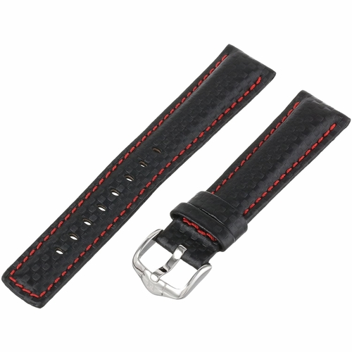 Hirsch Carbon Unisex 22 mm Leather Watch Band 02592052-2-22