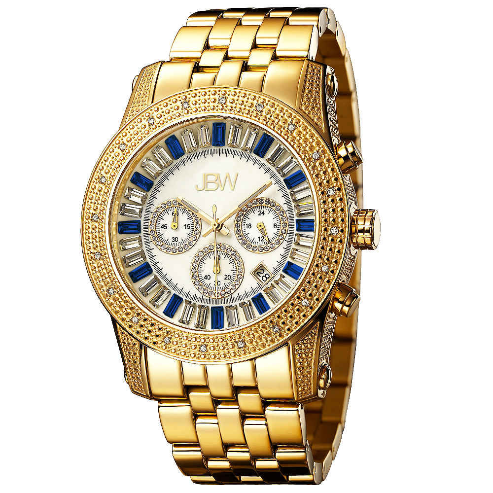 JBW Krypton Swarvoski Multi-color Crystal White Chronograph