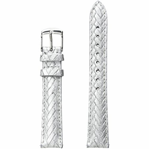 Michele 16mm Silver Metallic Braided Leather Watch Strap