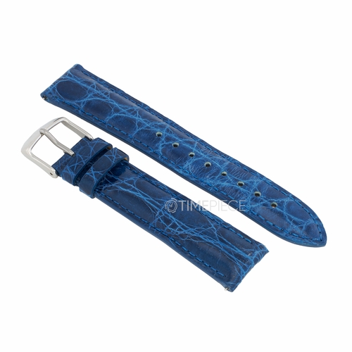 MICHELE 18MM Cobalt Crocodile Leather Strap