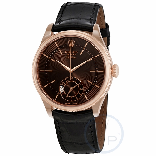 Rolex 50525BRSBKL Cellini Dual Time Mens Automatic Watch