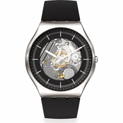 Swatch SS07S115 Monthly Drops Black Skeleton Mens Quartz Watch