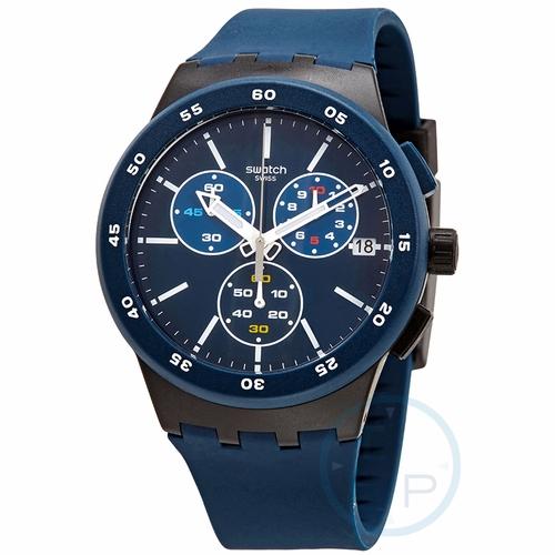 Swatch SUSB417 Blue Steward Mens Chronograph Quartz Watch