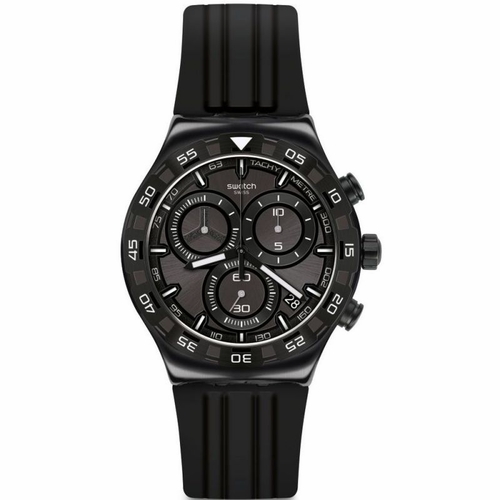 Swatch YVB409 TECKNO BLACK Mens Chronograph Quartz Watch