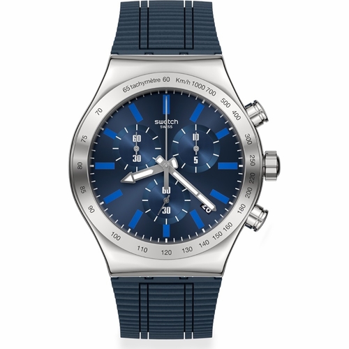 Swatch YVS478 Electric Blue Mens Chronograph Quartz Watch