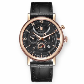 Waldhoff 03D Multimatic Rose Gold Obsidian Black Mens Automatic Watch