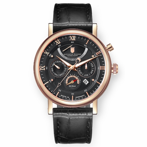 Waldhoff 03D Multimatic Rose Gold Obsidian Black Mens Automatic Watch