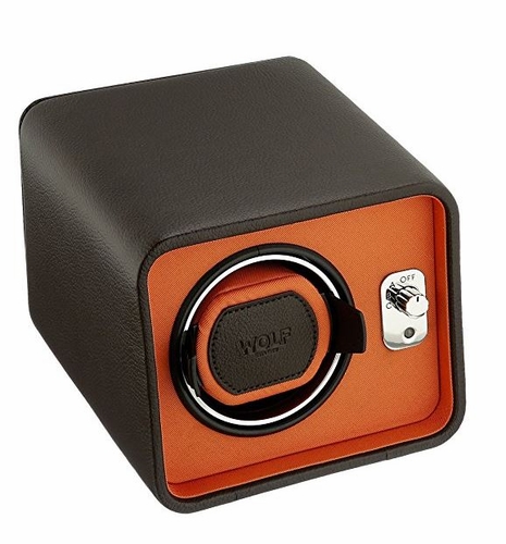 Wolf Windsor Brown/Orange Single Watch Winder 452406 Wolf Windsor Brown/Orange Single Watch Winder 452406