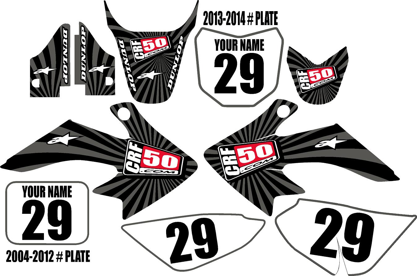 Honda CRF50 Complete Graphic Kit Gray Swirl Series